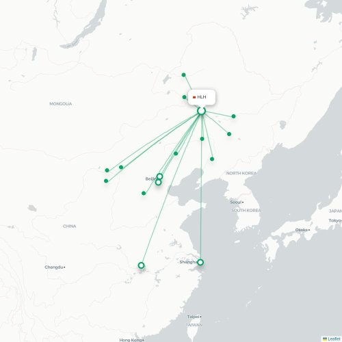 Mapa de vuelo directo Hinggan - Chifeng
