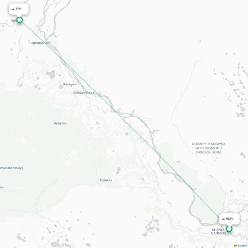 Mapa de vuelo directo Janty-Mansisk - Igrim