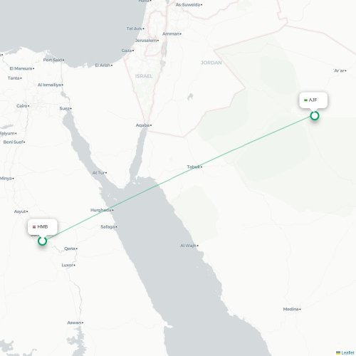 Mapa de vuelo directo Sohag - Jouf