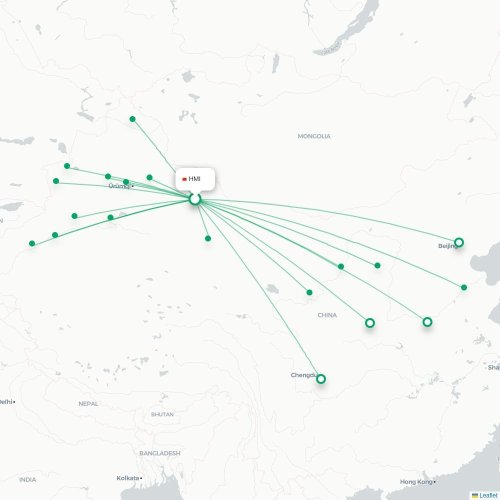 Mapa lotu bezpośredniego Hami – Altay
