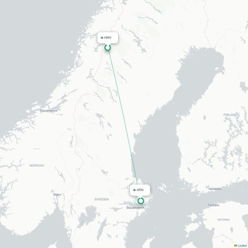 Hemavan - Stockholm karta över direktflyg