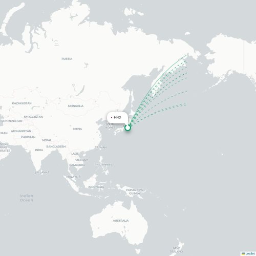 Tokyo - Newark karta över direktflyg