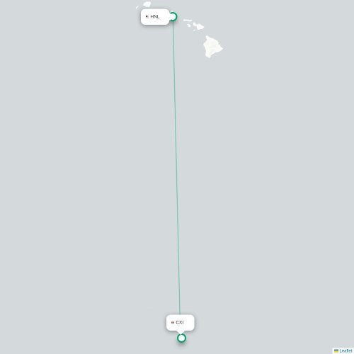 Honolulu - Christmas Island kaart van rechtstreekse vlucht