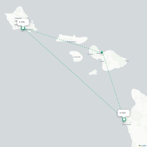 Mapa lotu bezpośredniego Honolulu – Kailua-Kona