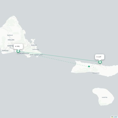 Mapa lotu bezpośredniego Honolulu – Kalaupapa