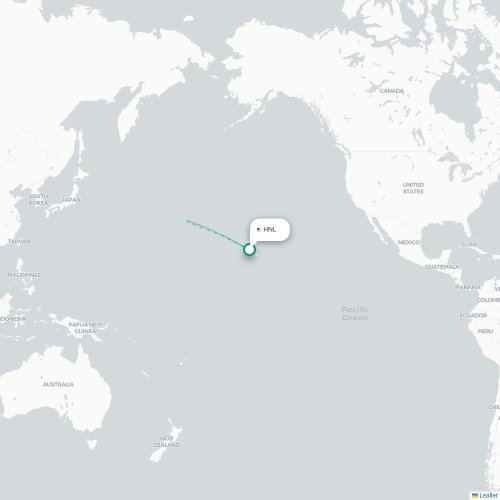 Honolulu - Tokio direct flight map