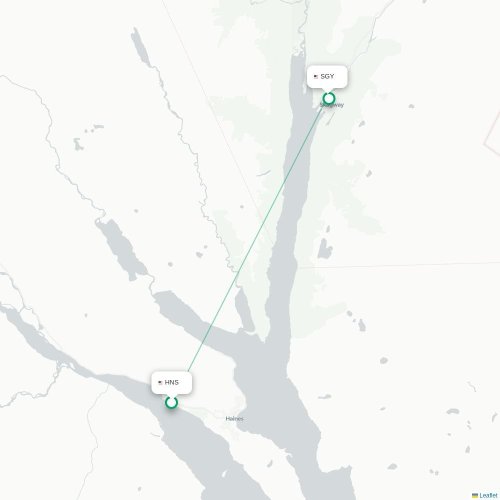 Mapa lotu bezpośredniego Haines – Skagway