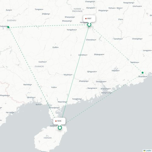 Mapa lotu bezpośredniego Hengyang – Haikou