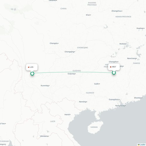 Mapa lotu bezpośredniego Hengyang – Lijiang