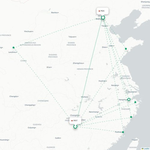 Mapa lotu bezpośredniego Hengyang – Pekin