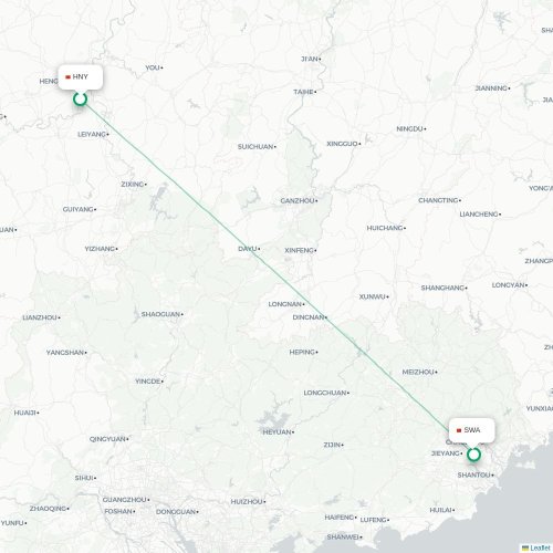 Mapa lotu bezpośredniego Hengyang – Jieyang