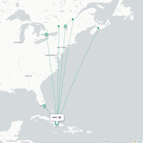 Mapa lotu bezpośredniego Holguín – Moskwa