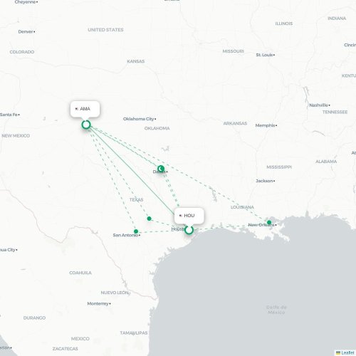 Mapa lotu bezpośredniego Houston – Amarillo