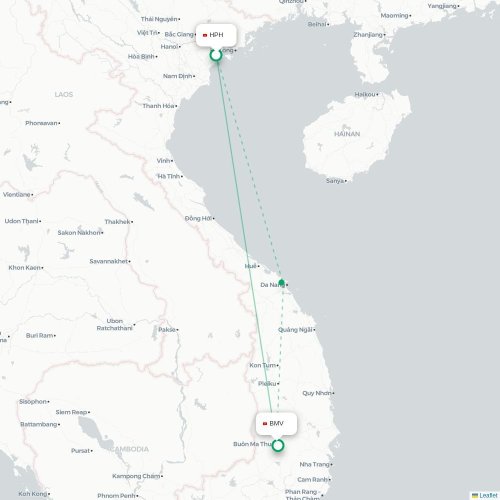 Mapa lotu bezpośredniego Hajfong – Buon Ma Thuot