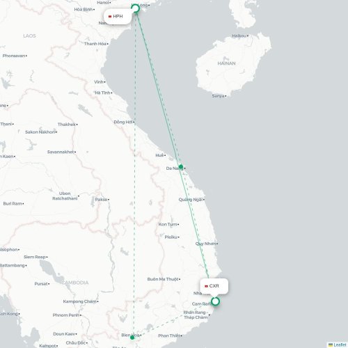 Mapa lotu bezpośredniego Hajfong – Nha Trang
