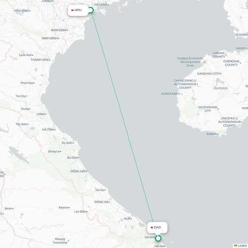 Mapa lotu bezpośredniego Hajfong – Da Nang