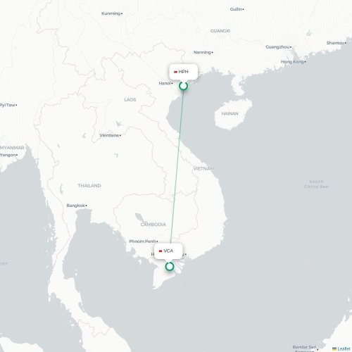 Mapa lotu bezpośredniego Hajfong – Can Tho