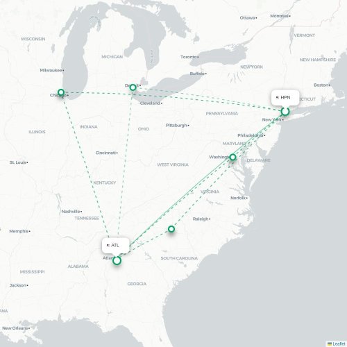 Mapa lotu bezpośredniego White Plains – Atlanta