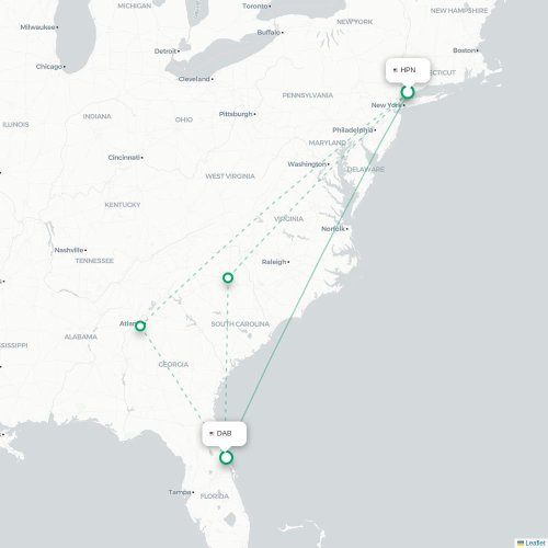 Mapa lotu bezpośredniego White Plains – Daytona Beach