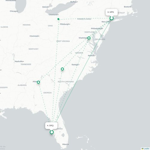 Mapa lotu bezpośredniego White Plains – Sarasota