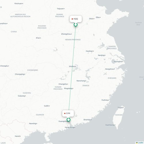 Mapa lotu bezpośredniego Anyang – Kanton