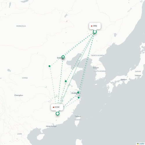 Mapa lotu bezpośredniego Harbin – Ganzhou