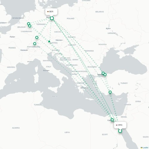 Mapa de vuelo directo Hurgada - Berlín