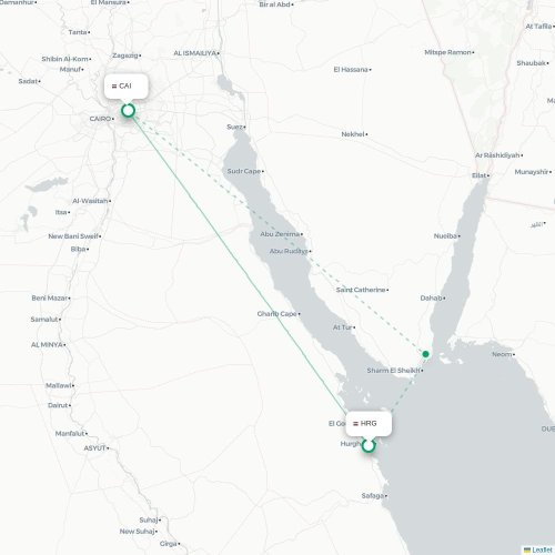 Mapa de vuelo directo Hurgada - El Cairo