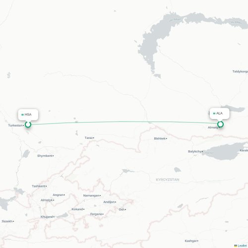 Mapa de vuelo directo Turkestan (Ongtüstik) - Almatý