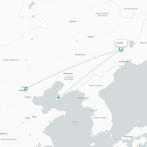 Route map Suifenhe  HSF airport