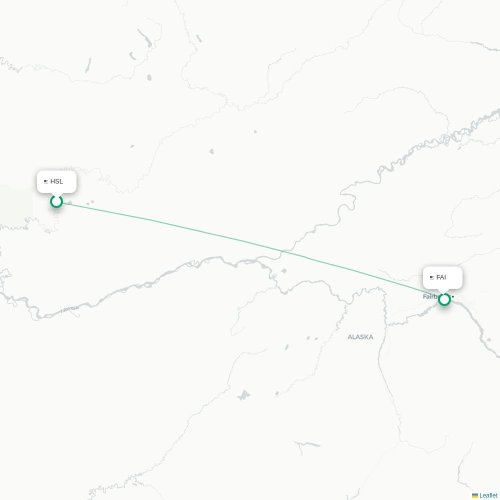Mapa lotu bezpośredniego Huslia – Fairbanks