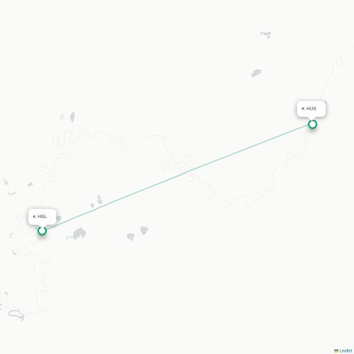 Mapa lotu bezpośredniego Huslia – Hughes