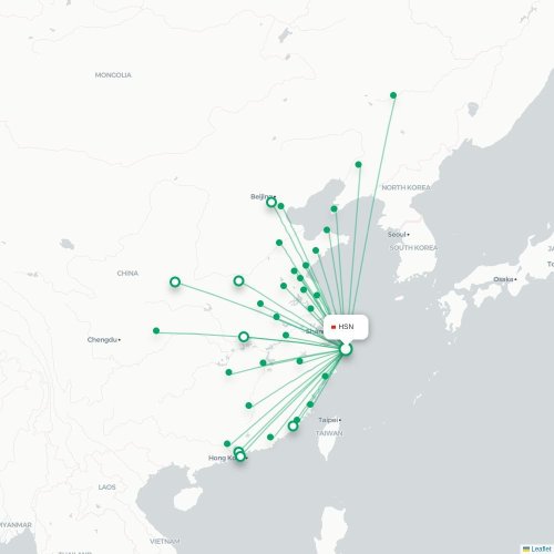 Mapa lotu bezpośredniego Zhoushan – Czengczou
