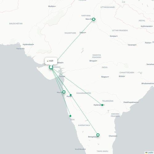 Rajkot - Pernem kort over direkte fly