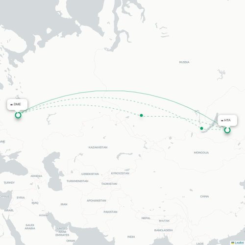 Mapa lotu bezpośredniego Chita – Moskwa