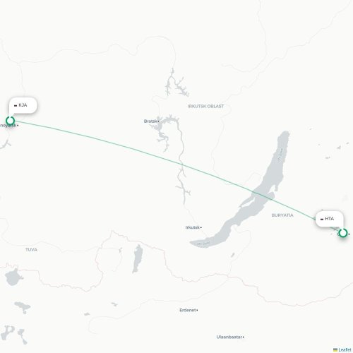 Mapa lotu bezpośredniego Chita – Krasnojarsk