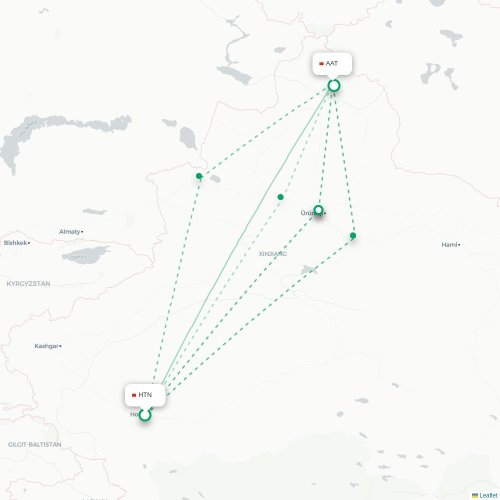 Mapa lotu bezpośredniego Hoten – Altay