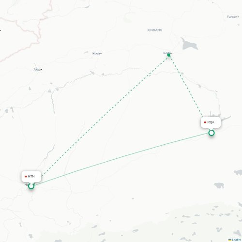 Mapa lotu bezpośredniego Hoten – Bayingolin