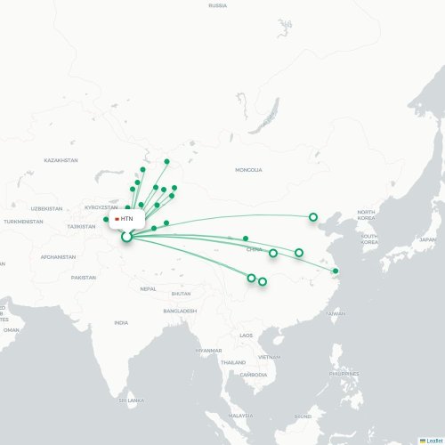 Mapa lotu bezpośredniego Hoten – Turpan