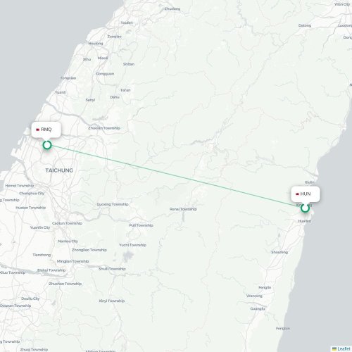 Mapa lotu bezpośredniego Hualien City – Taizhong