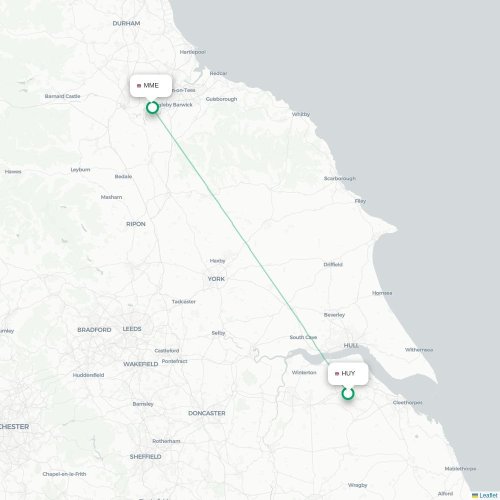 Mapa de vuelo directo Grimsby - Darlington, North Yorkshire