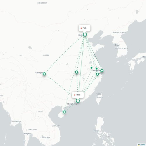 Huizhou - Beijing kort over direkte fly