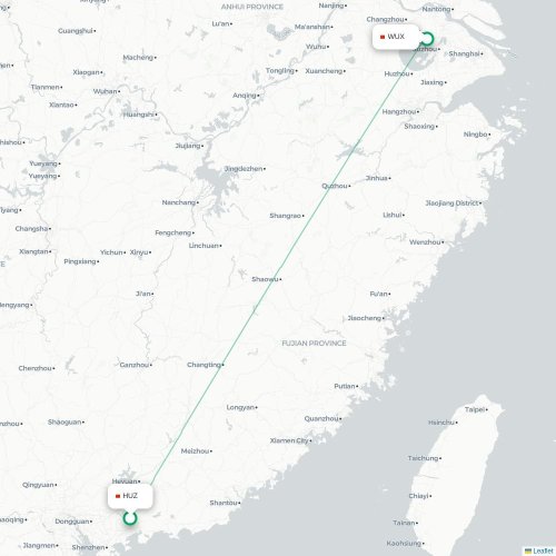 Mapa lotu bezpośredniego Huizhou – Wuxi