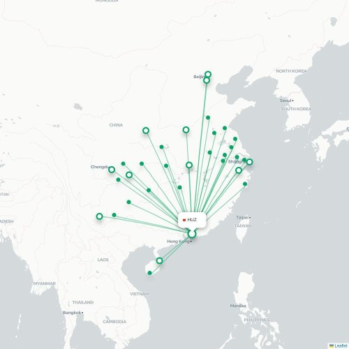 Mapa lotu bezpośredniego Huizhou – Xiangxi