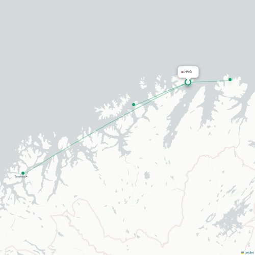 Route map Honningsvag  HVG airport