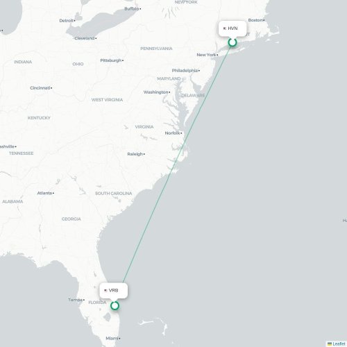 Mapa lotu bezpośredniego New Haven – Vero Beach