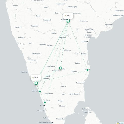 Mapa lotu bezpośredniego Hyderabad – Kannanur
