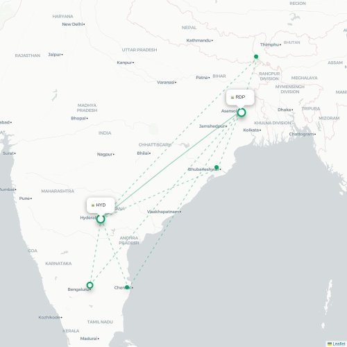 Mapa de vuelo directo Hyderabad - Durgapur