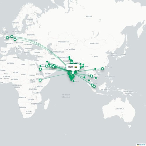 HYD routes and destination map