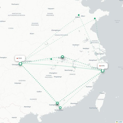 Mapa lotu bezpośredniego Taizhou – Chongqing